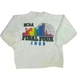 Vintage 1989 ncaa final four white crewneck sweatshirt size small